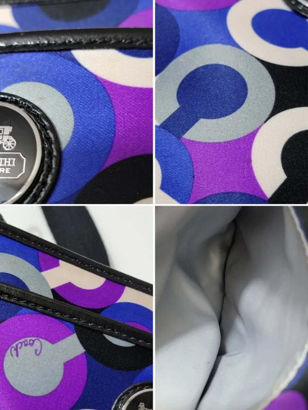 Coach Swingpack Crossbody Bag Op Art Scarf Print Blue Purple 43381 Multicolor